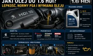 Dobierz olej po VIN do 1.6 HDi. Zalecana lepkość 5W-30, normy PSA B71 2290 / ACEA C2. Wymiana co 15 tys. km lub raz w roku.