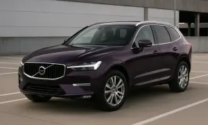 Elegancki, fioletowy Volvo XC60 na parkingu. Zastanawiasz się nad volvo xc60 wymiana oleju w skrzyni automatycznej koszt?