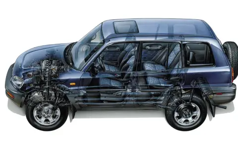 Przekrój Toyoty RAV4 2.0 benzyna. Zobacz, jaki olej do toyoty rav4 2.0 benzyna będzie najlepszy dla tego silnika.