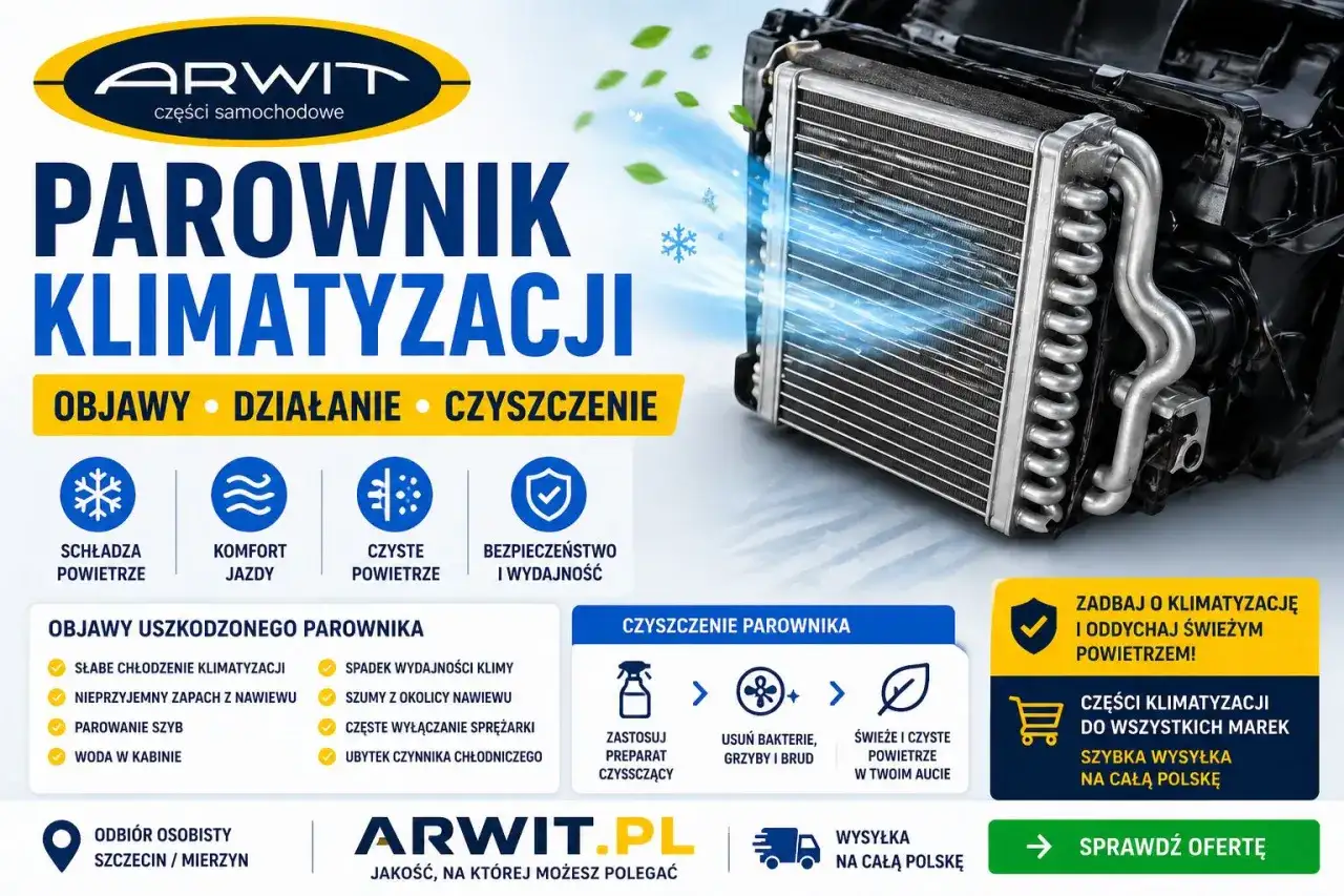 Uszkodzony parownik klimatyzacji objawy: słabe chłodzenie, nieprzyjemny zapach, parowanie szyb. Zadbaj o świeże powietrze z ARWIT.