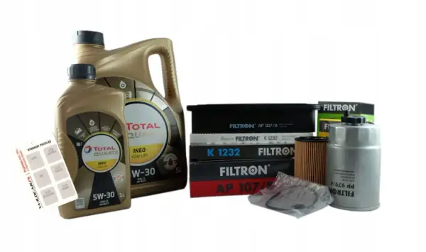 Zestaw filtrów i oleju Total Quartz 5W-30 do Hyundai i40 1.7 CRDi. Idealny do wykonania przeglądu.