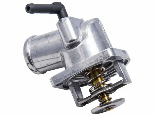 Metalowy termostat samochodowy, kluczowy element do wymiany termostatu.